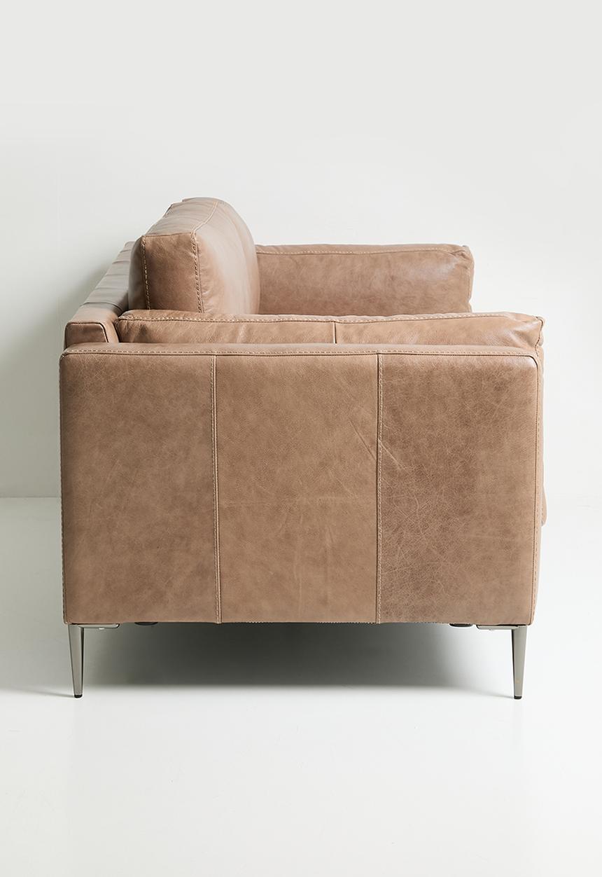 Sixth Floor - Pablo genuine leather 3 seater - wax crackle smoke