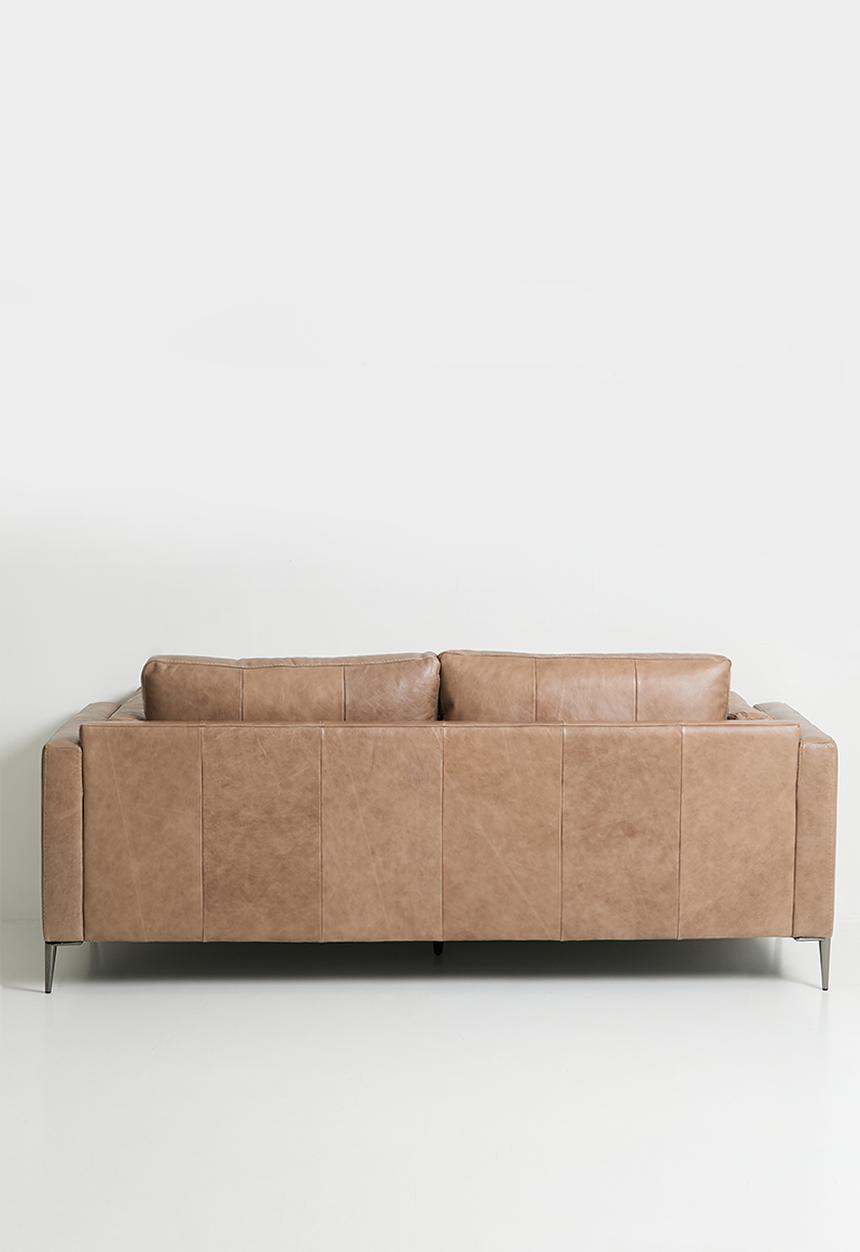 Sixth Floor - Pablo genuine leather 3 seater - wax crackle smoke