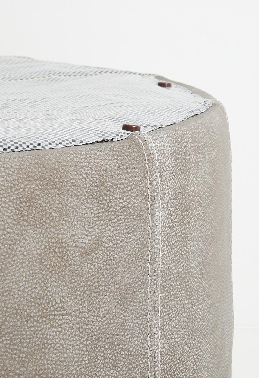 Sixth Floor - Rialto genuine leather ottoman - andes graphite
