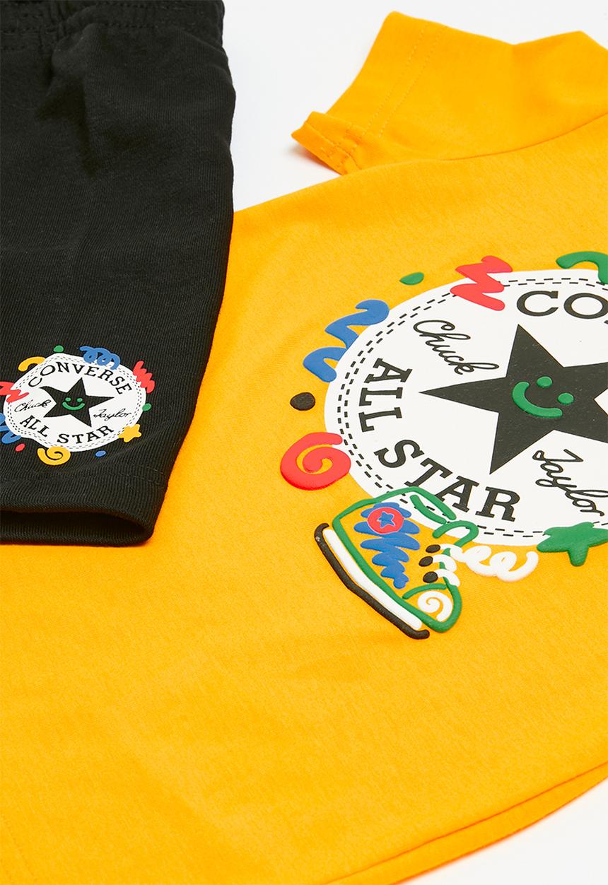 Converse - Cnvb squiggle s/s tee+ft short - black