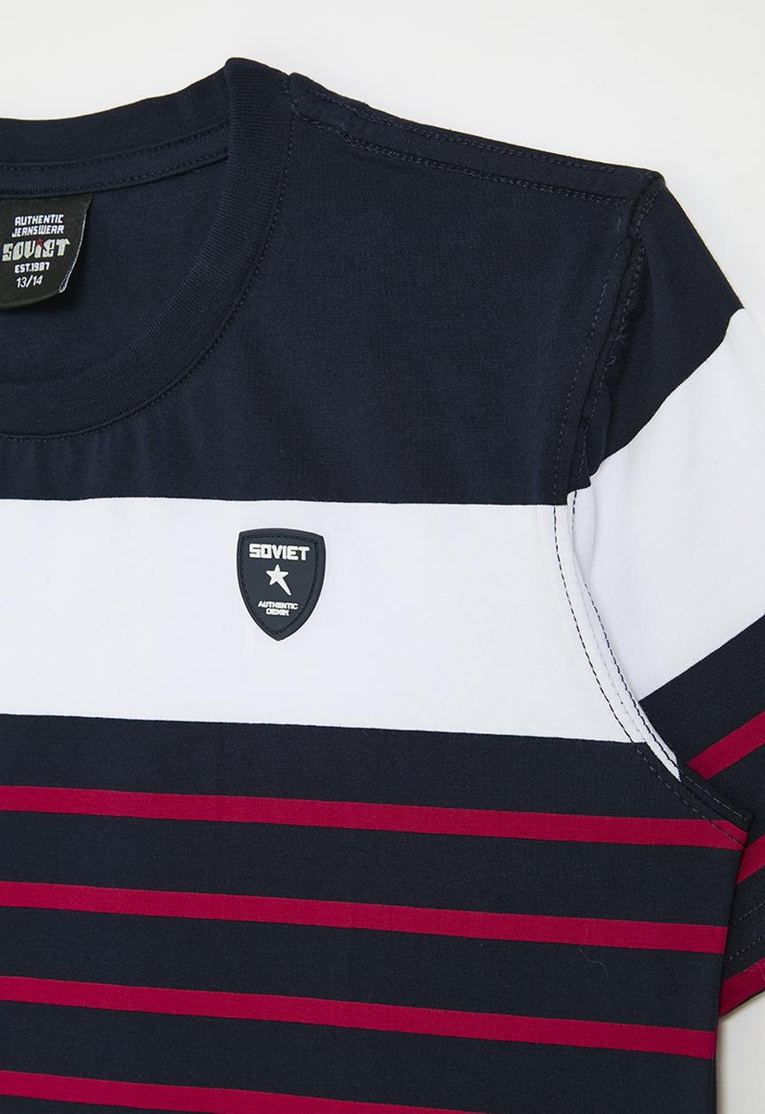 SOVIET - Boys crew neck y/dye stripe - navy2