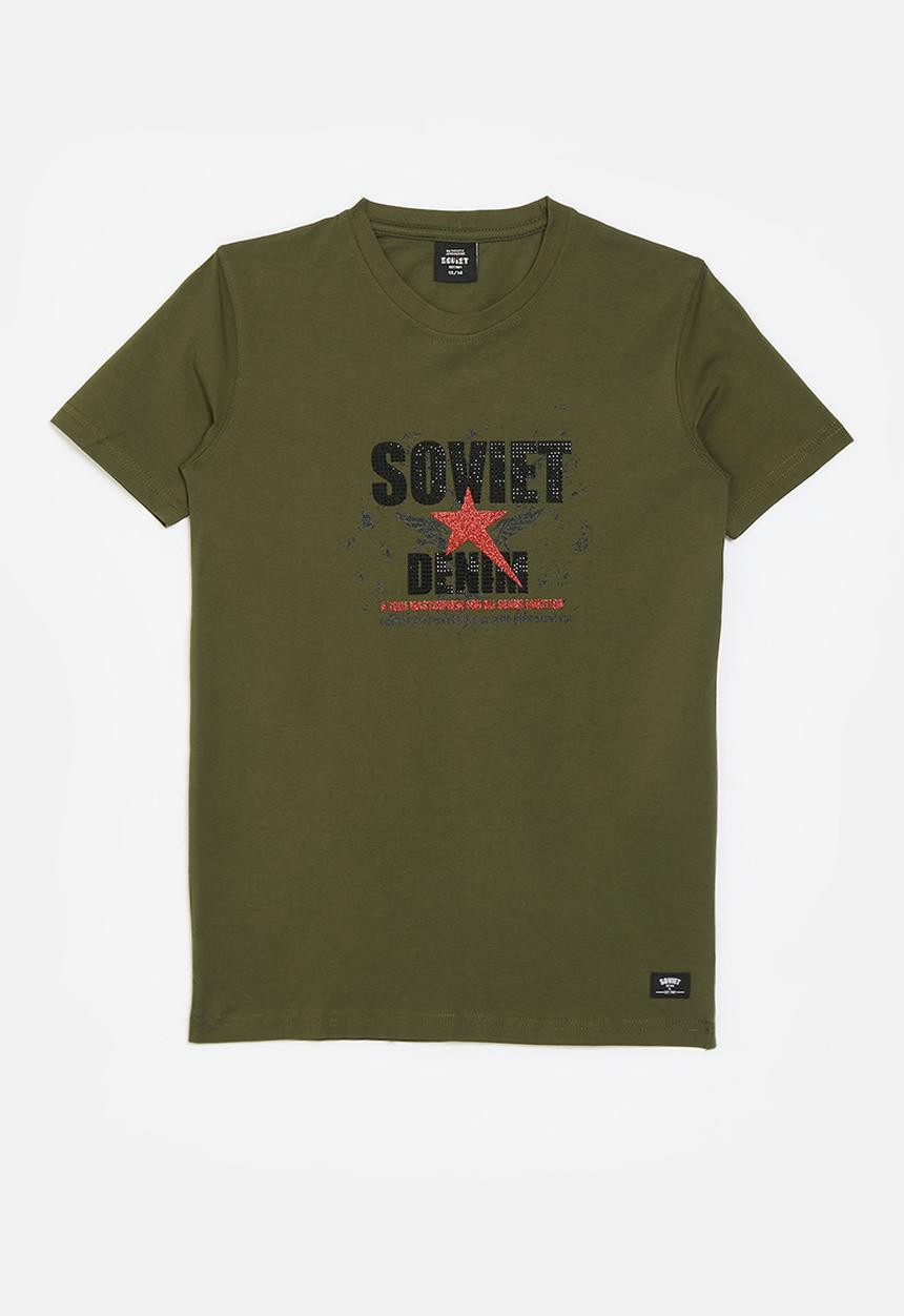 SOVIET - Boys crew neck fashion tee - dark olive