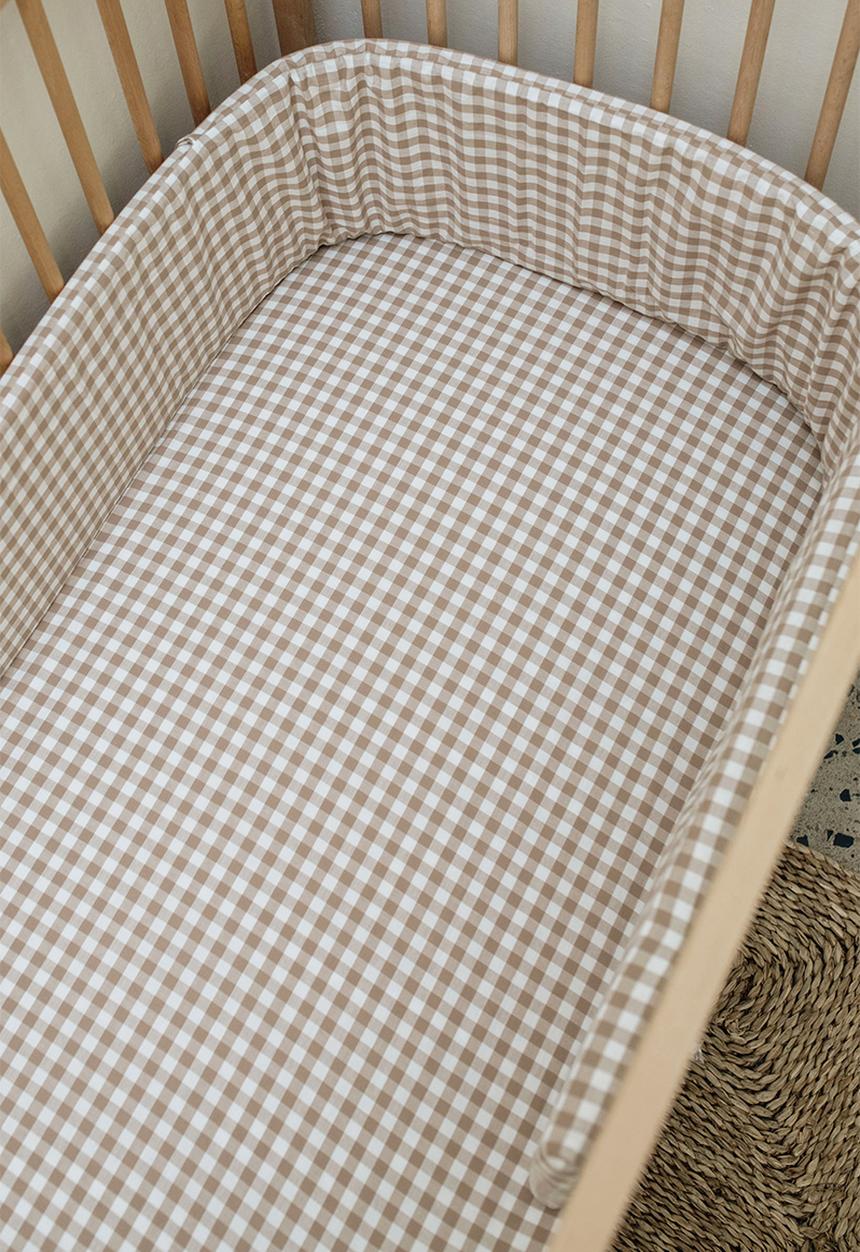 Phlo Studio - Cotton fitted sheet - natural Gingham