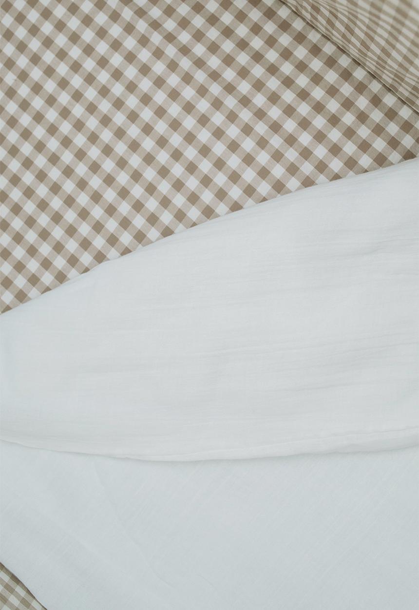 Phlo Studio - Cotton fitted sheet - natural Gingham