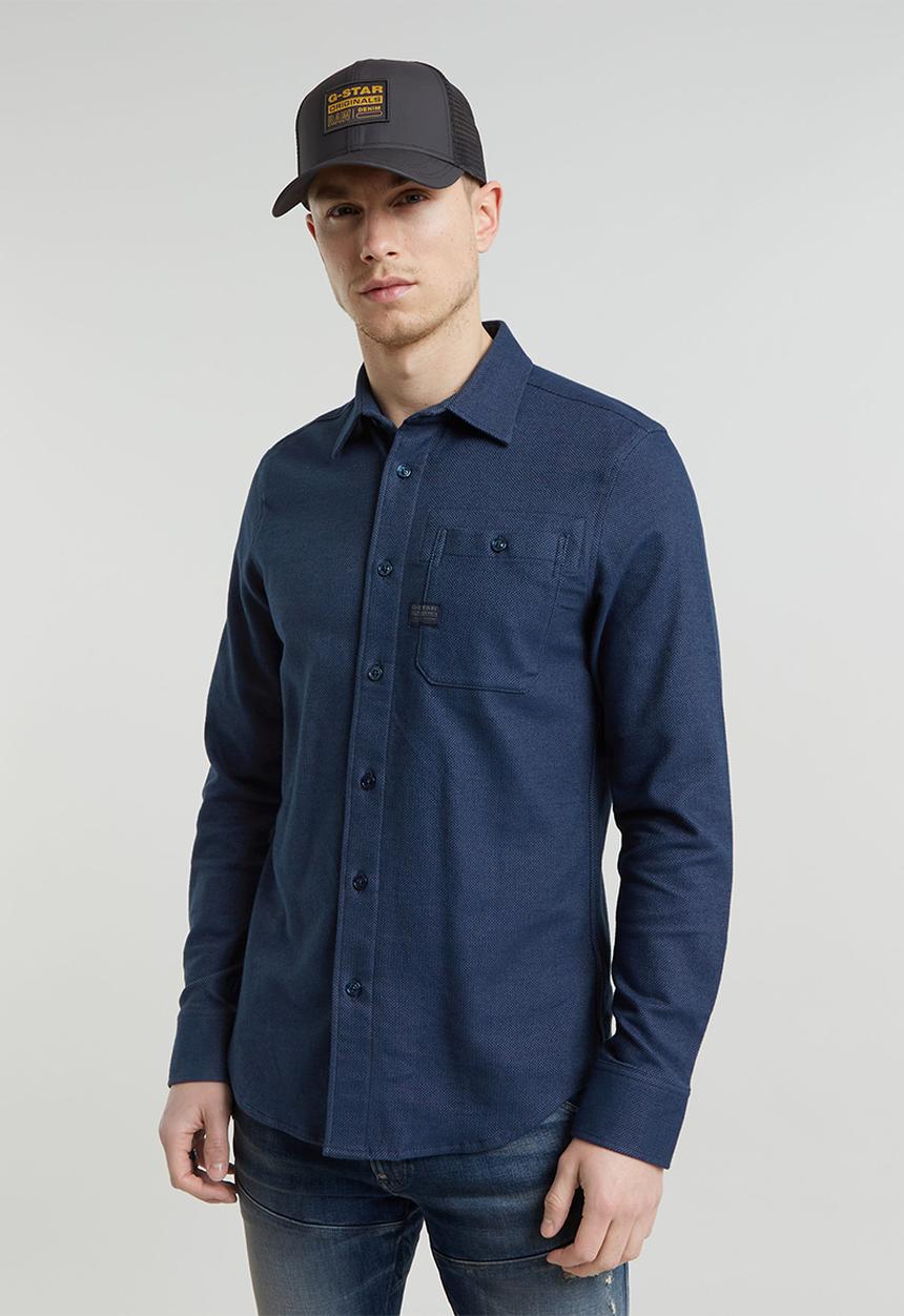 G-STAR - Bristum 2.0 slim shirt l\s - dk sea blue bt