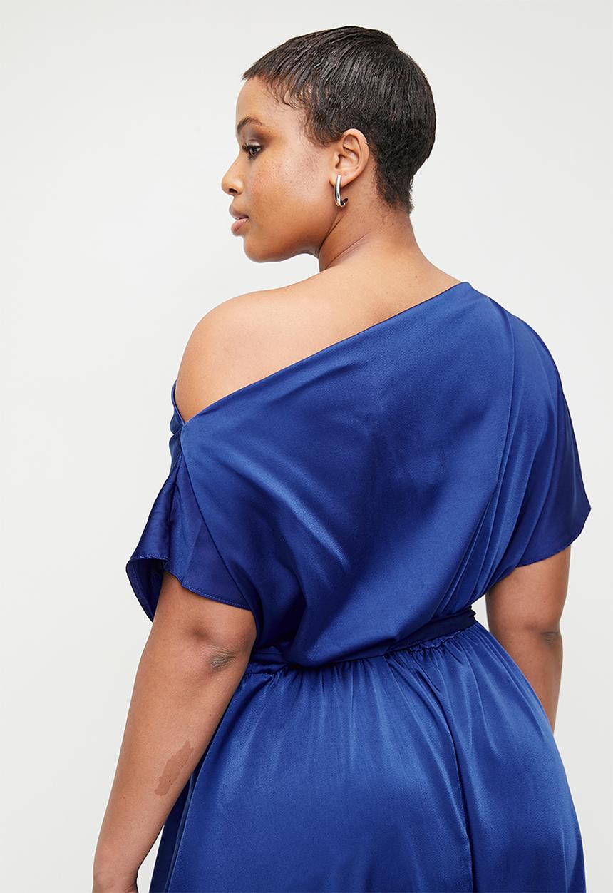 MILLA - Slash neck maxi dress - medieval blue