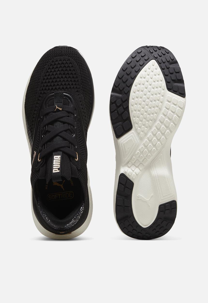 PUMA - Softride Mayve Minima Leopard Wns - PUMA Black-Warm White-PUMA Gold