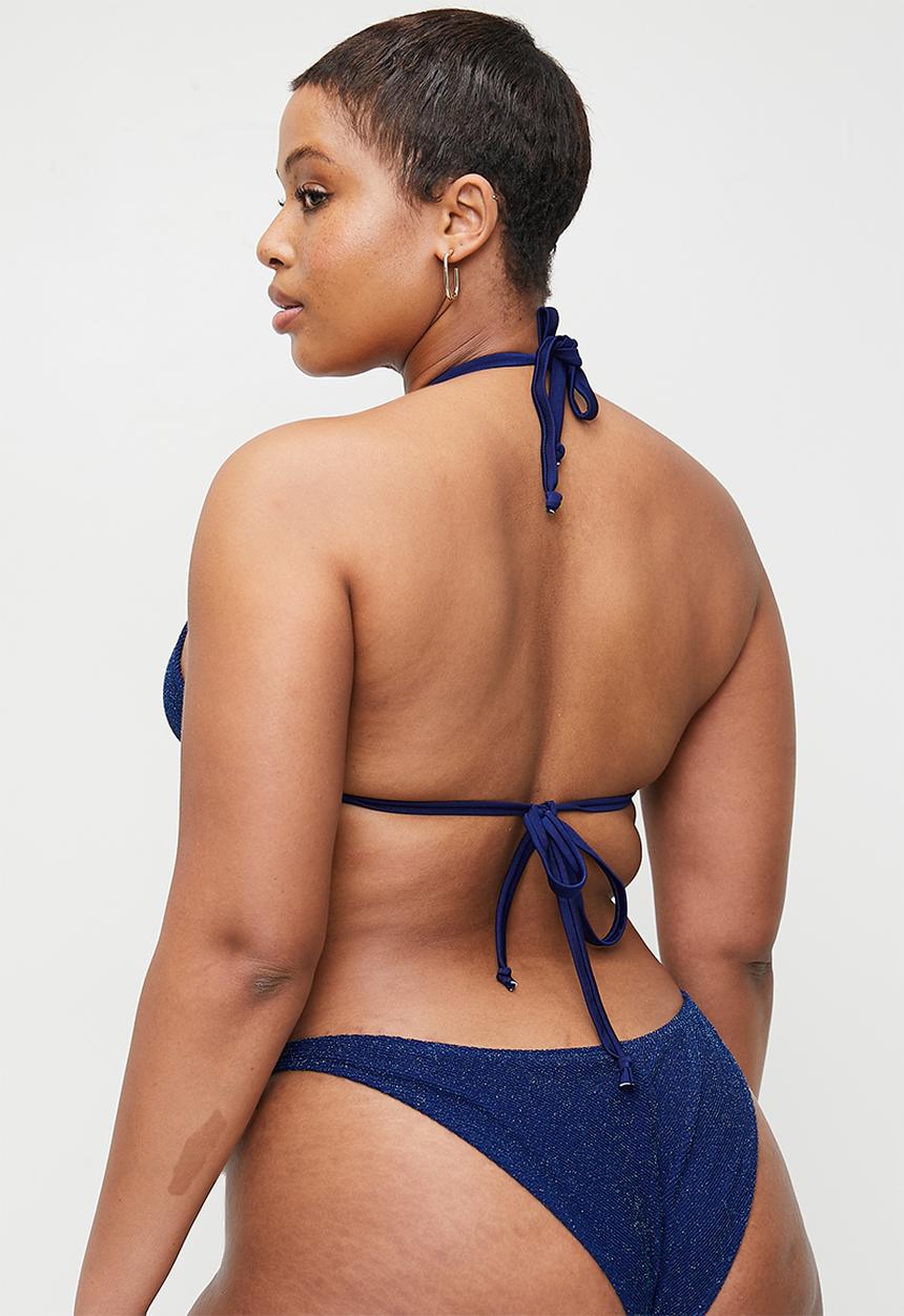 Cotton On - Plus Slider Triangle Bikini Top - Deep Sea Metallic Crinkle