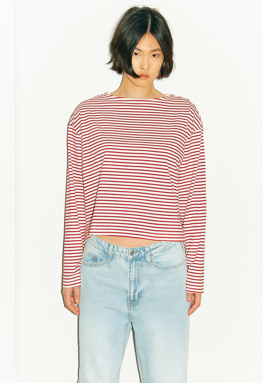 H&M - Oversized boat-neck top - red
