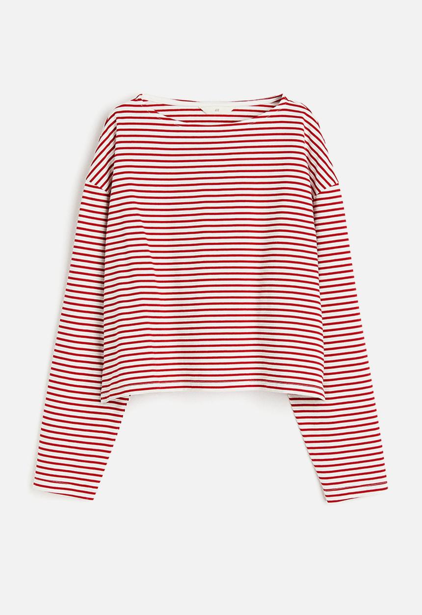 H&M - Oversized boat-neck top - red