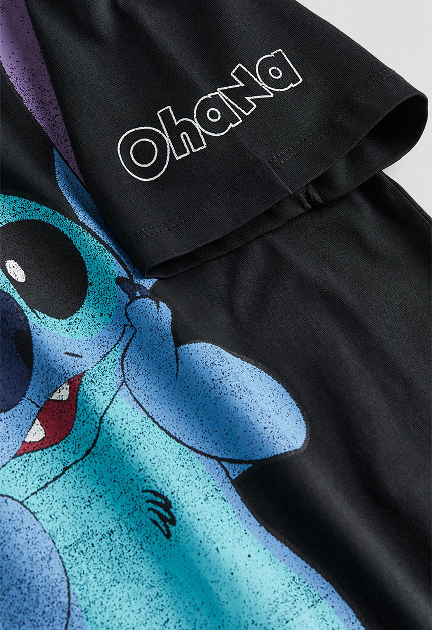 H&M - Oversized printed T-shirt - black lilo & stitch