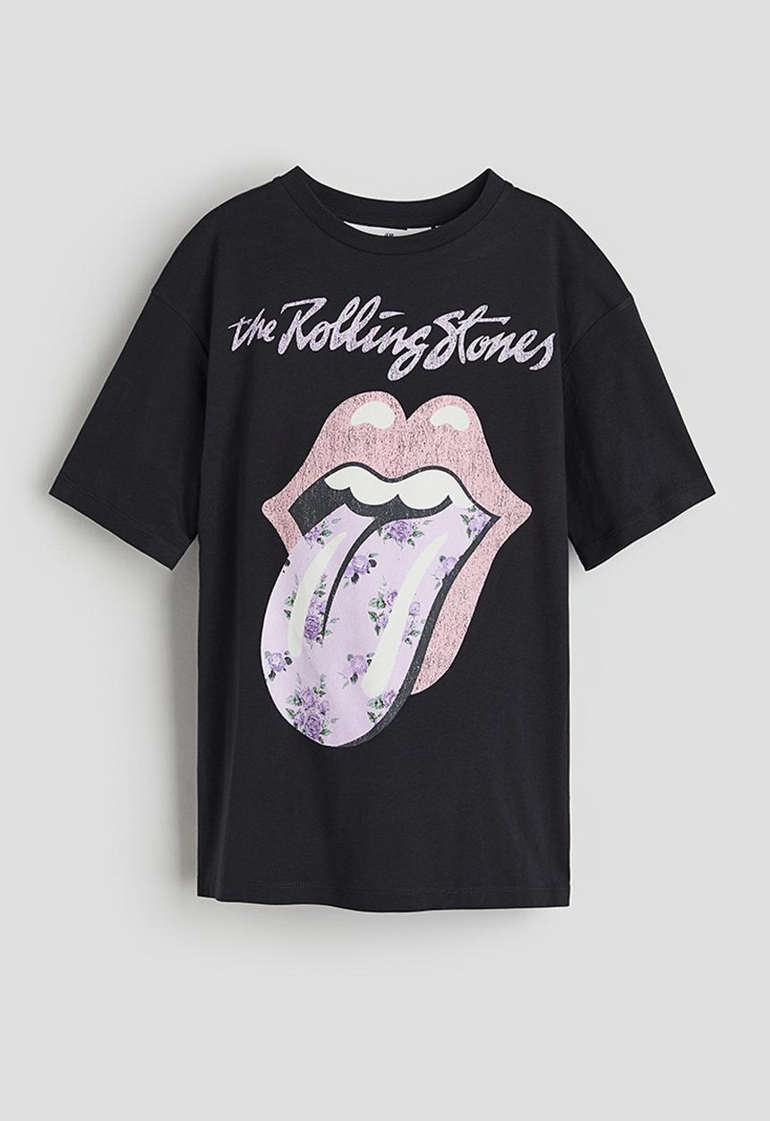 H&M - Oversized printed T-shirt - black the rolling stones 