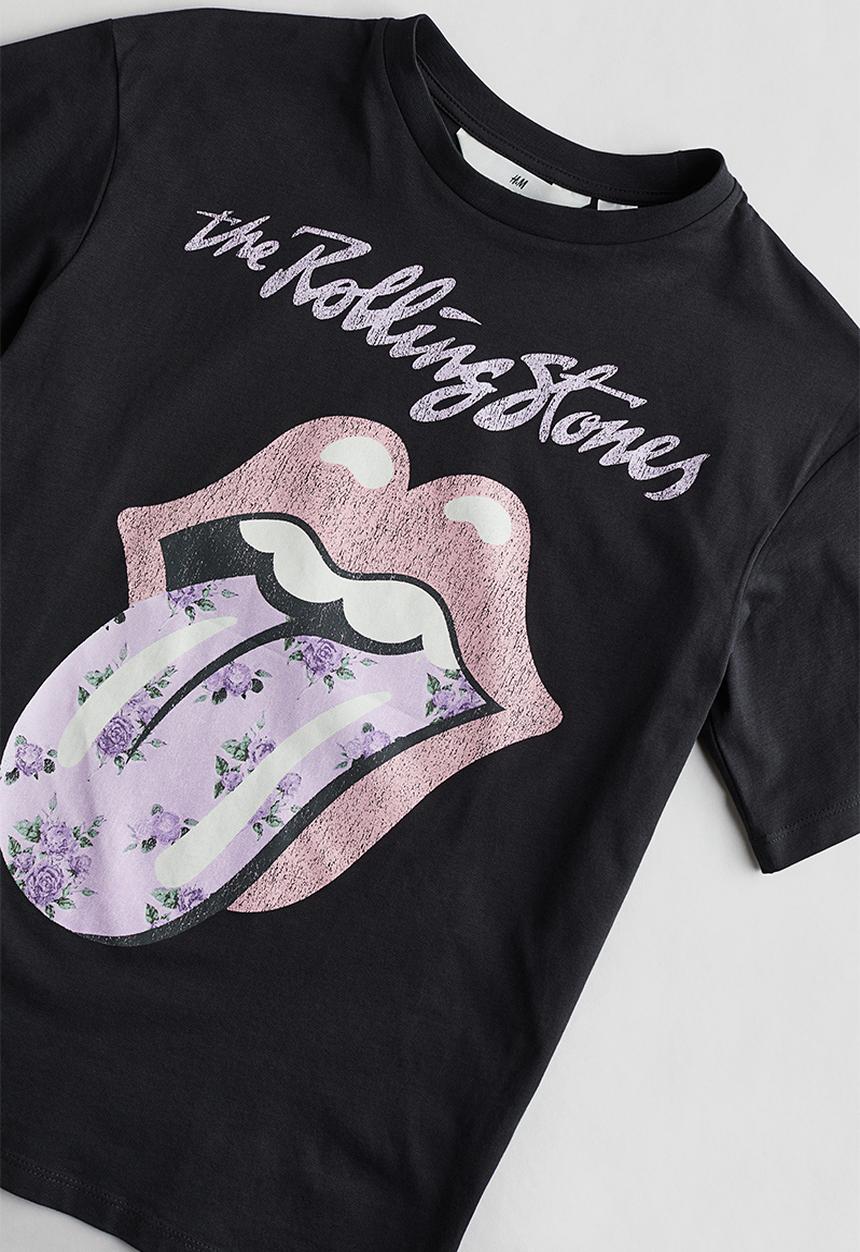 H&M - Oversized printed T-shirt - black the rolling stones 