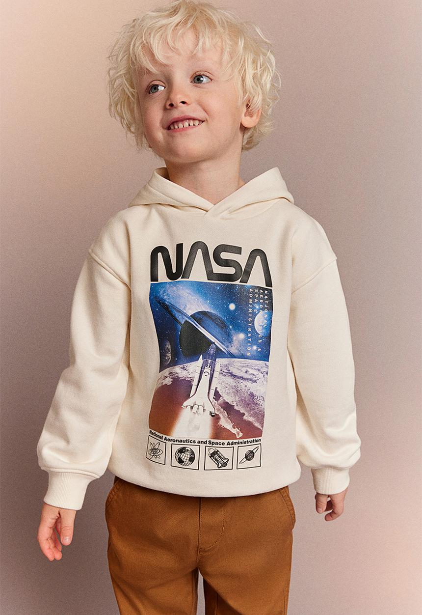 H&M - Printed hoodie - white nasa 