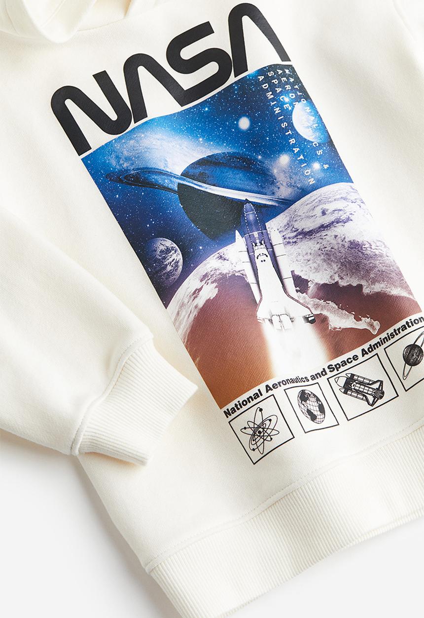 H&M - Printed hoodie - white nasa 