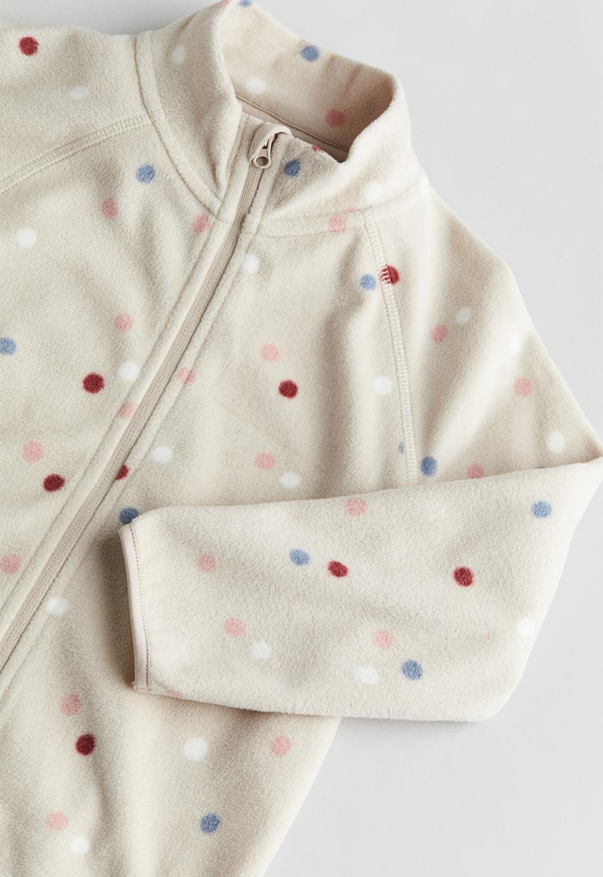 H&M - Fleece jacket - light beige spotted 