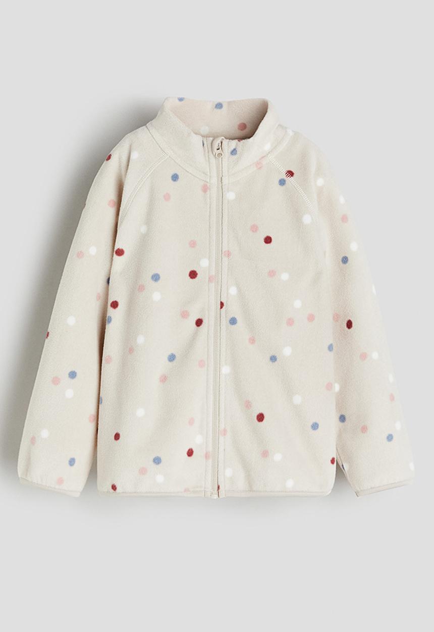 H&M - Fleece jacket - light beige spotted 