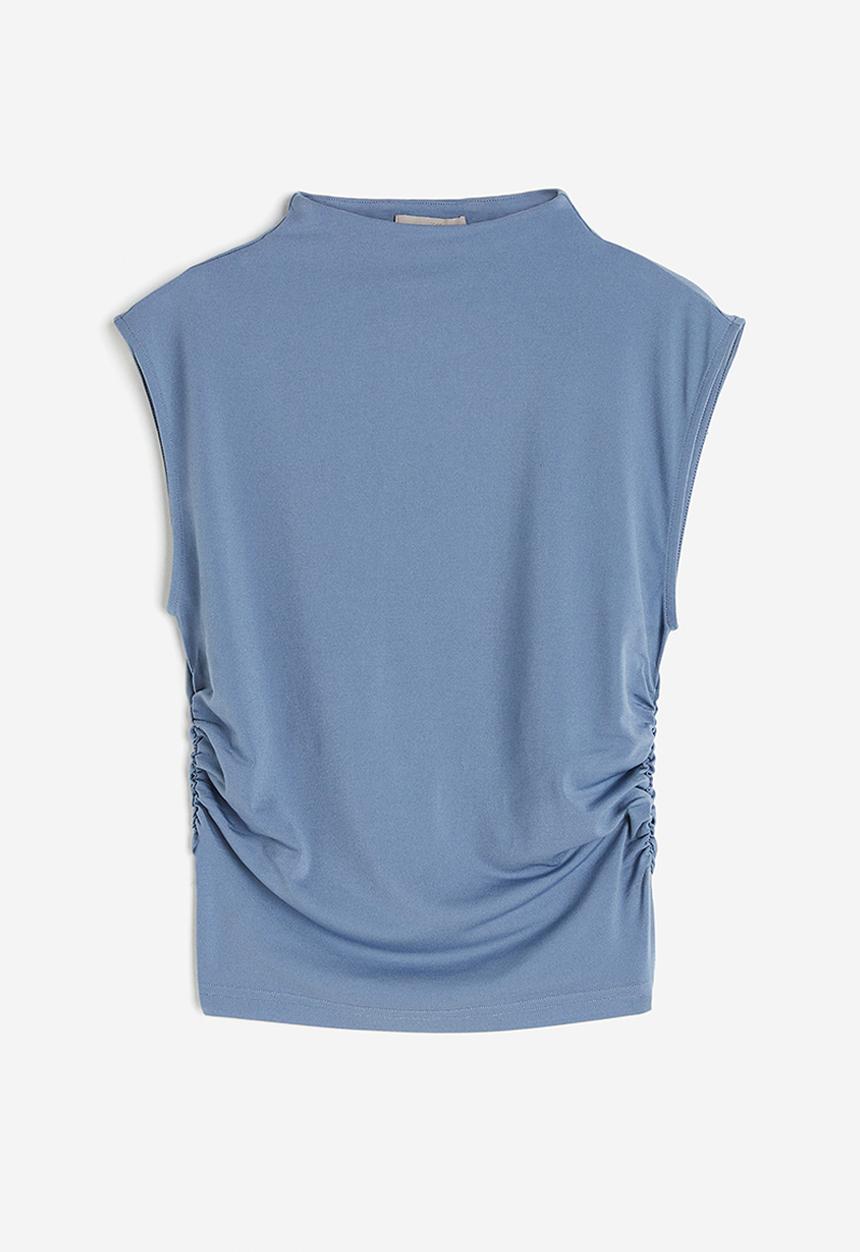 H&M - Cropped turtleneck top - pigeon blue