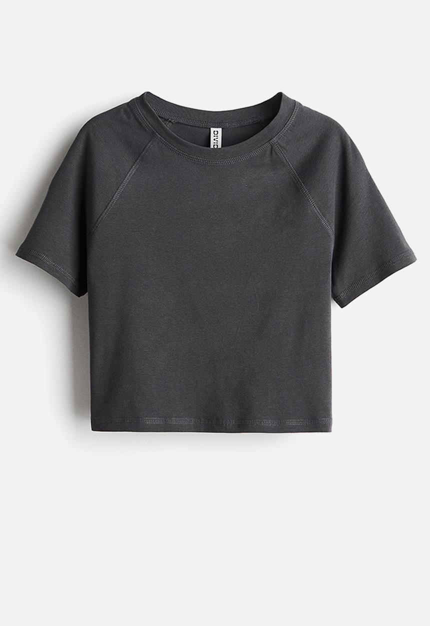 H&M - Cropped T-shirt - grey