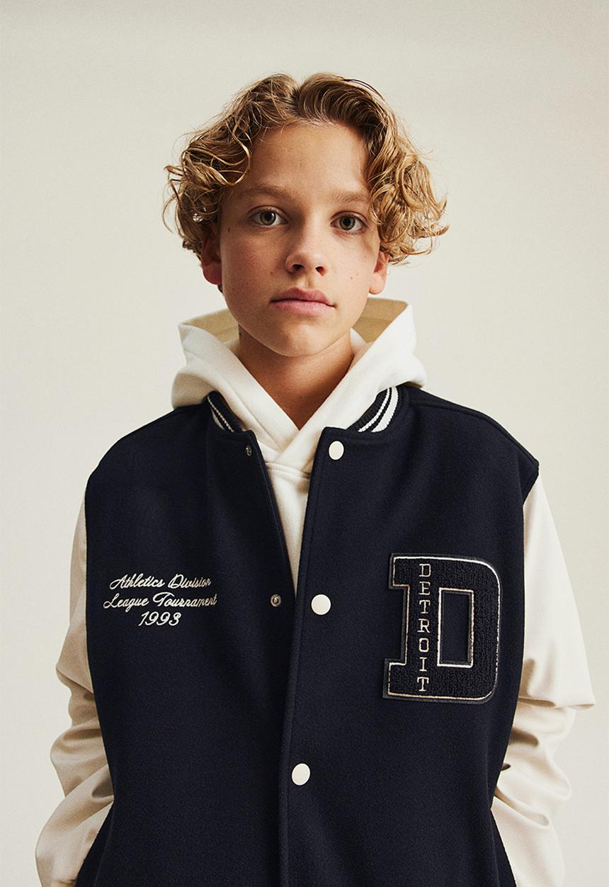 H&M - Appliquéd baseball jacket - navy blue detroit 