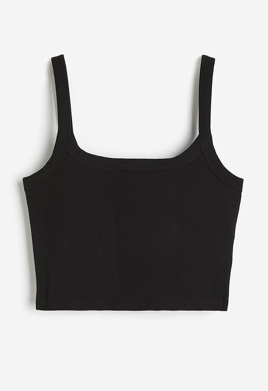 H&M - Cropped strappy top - black