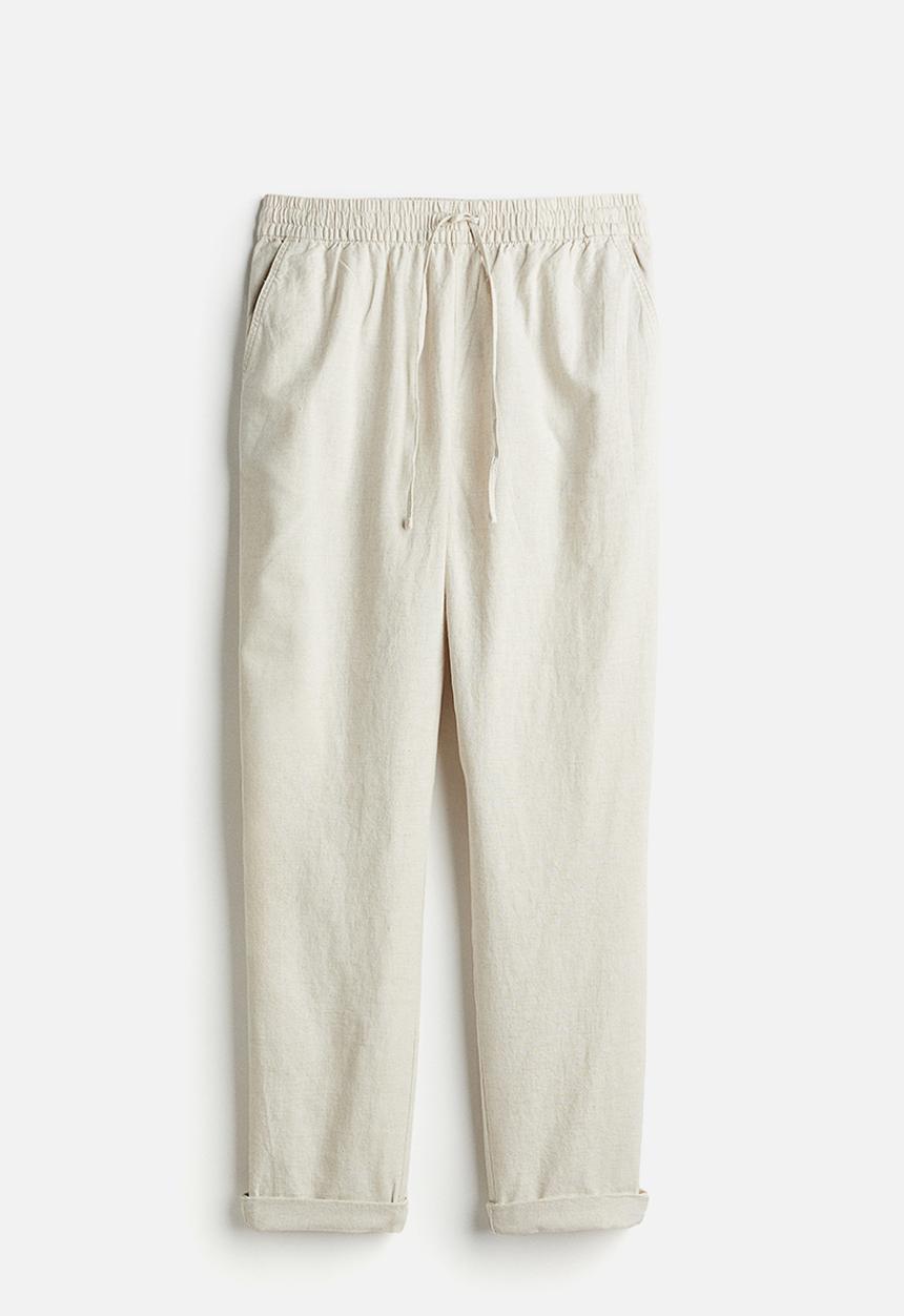 H&M - Linen-blend joggers - light beige