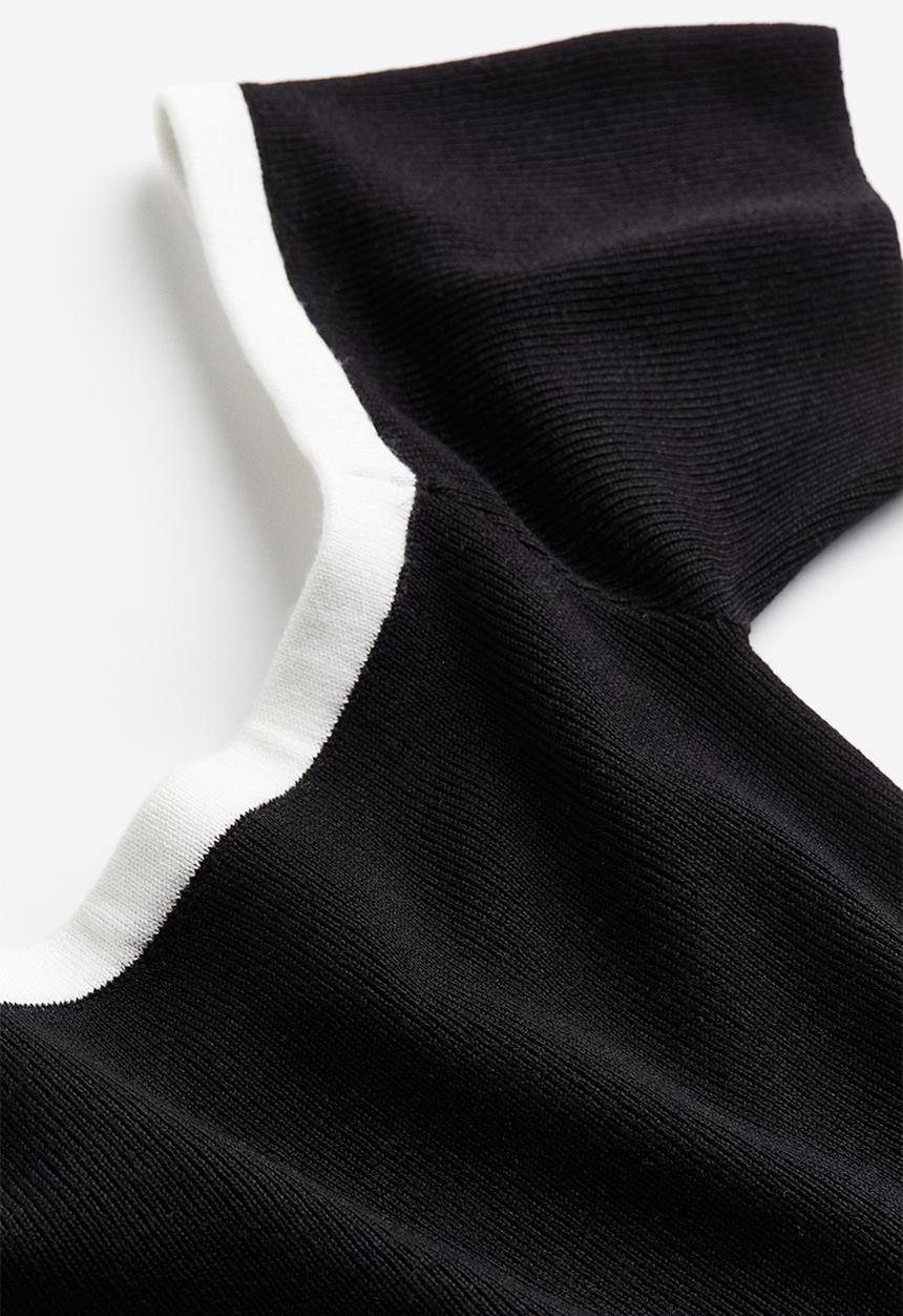 H&M - Rib-knit off-the-shoulder top - black