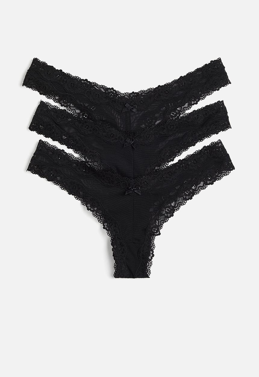 H&M - 3-pack mesh brazilian briefs - black