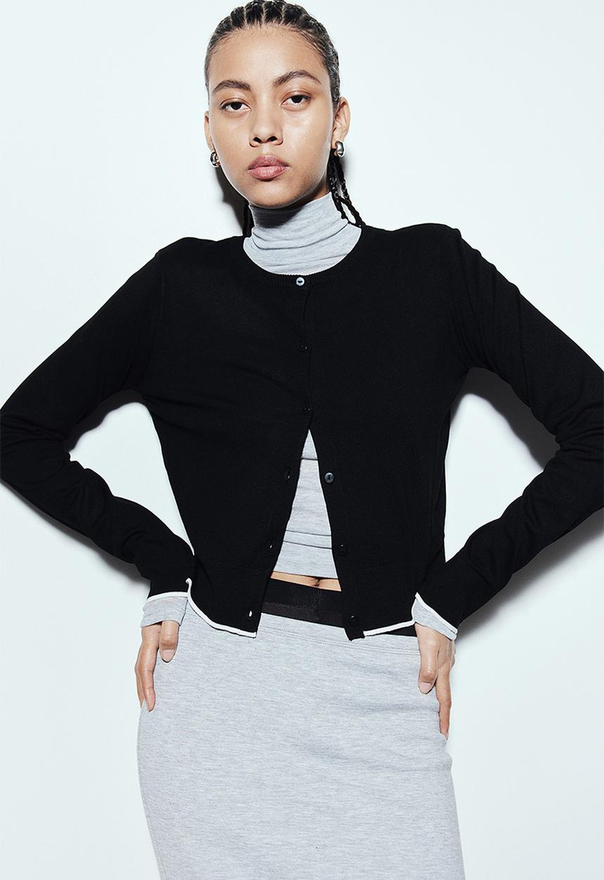 H&M - Fine-knit cardigan - black