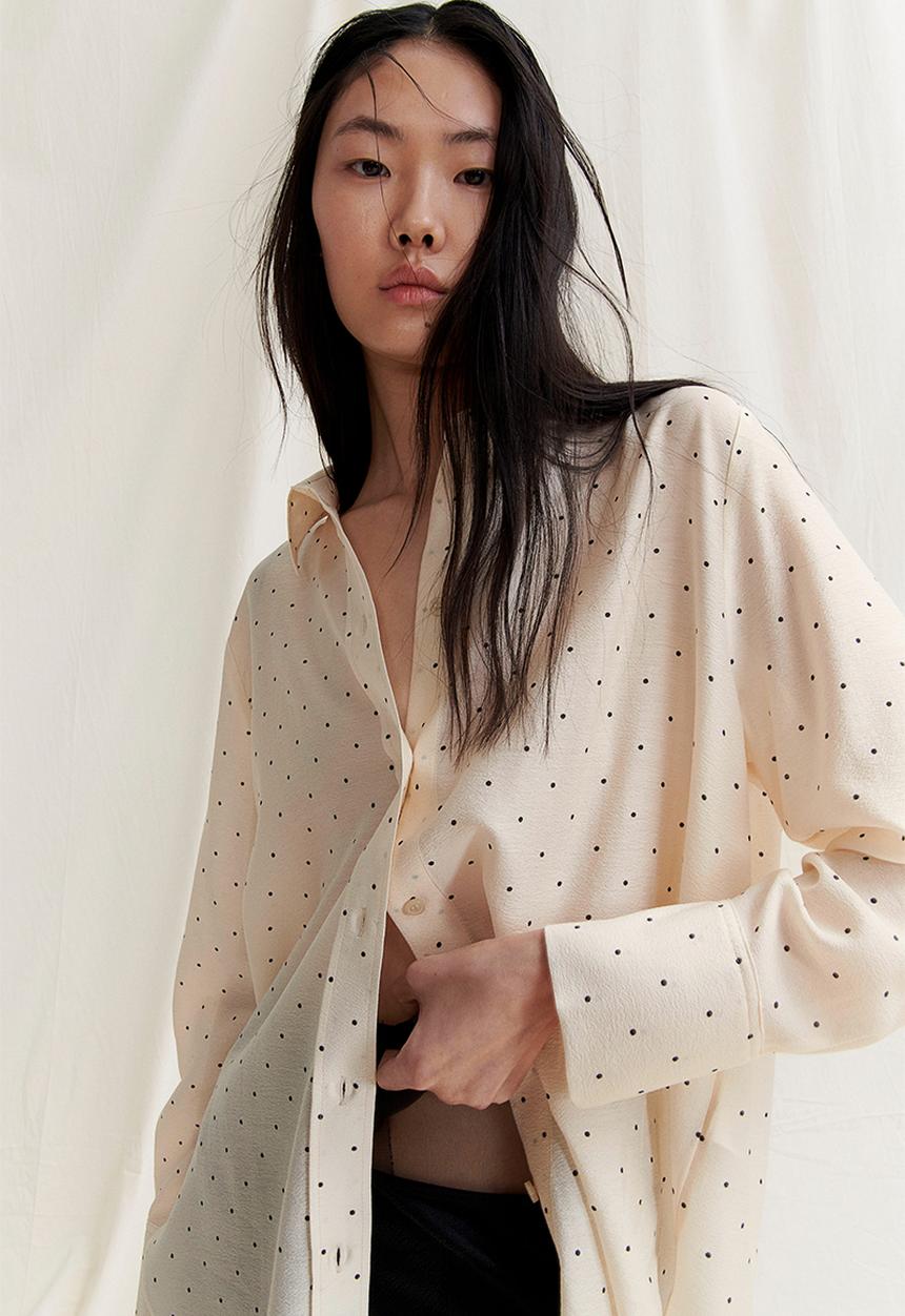 H&M - Shirt - cream/spotted