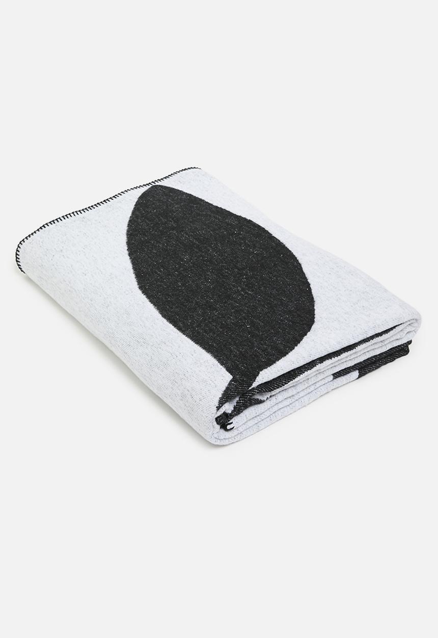 Sixth Floor - Foliage Cotton Blend Bed Blanket - Black & Nat