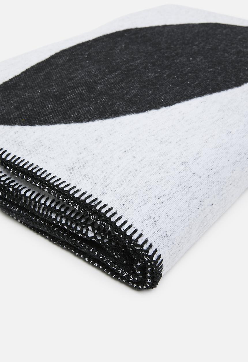 Sixth Floor - Foliage Cotton Blend Bed Blanket - Black & Nat