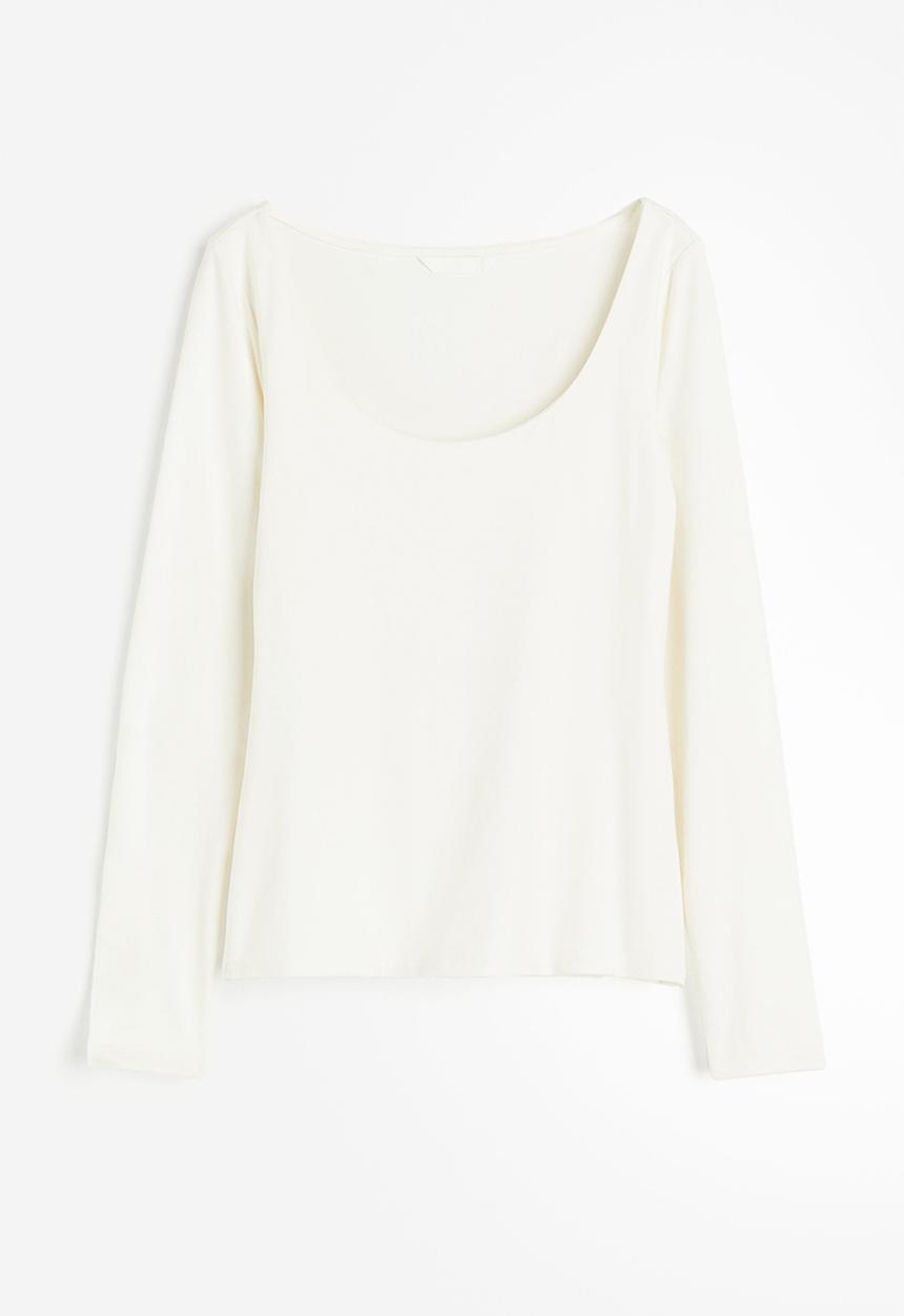 H&M - Long-sleeved jersey top - white