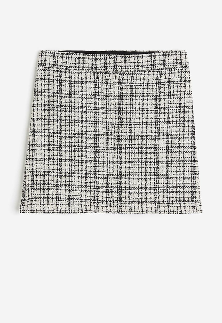 H&M - Bouclé skirt - cream/checked