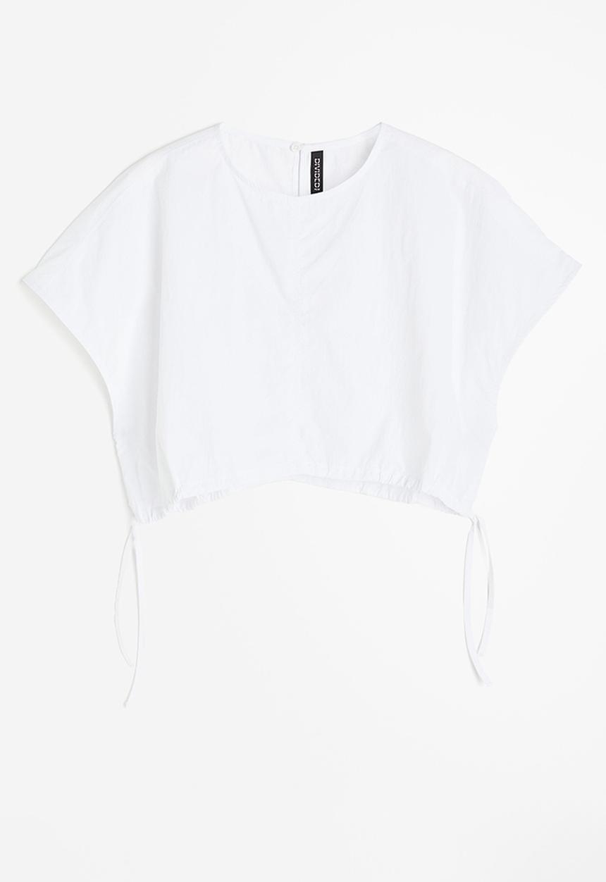 H&M - Drawstring-detail cropped top - white