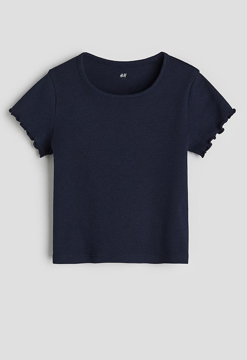H&M - Ribbed jersey top - navy blue