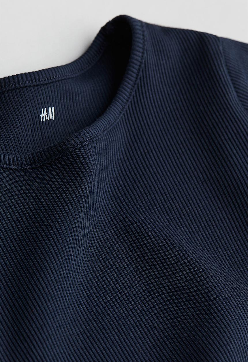 H&M - Ribbed jersey top - navy blue