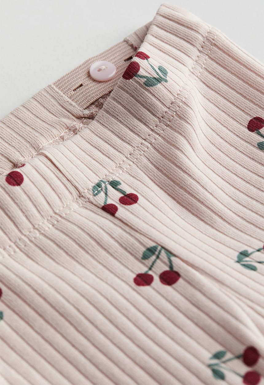 H&M - 3-Piece ribbed set - dusty pink cherries