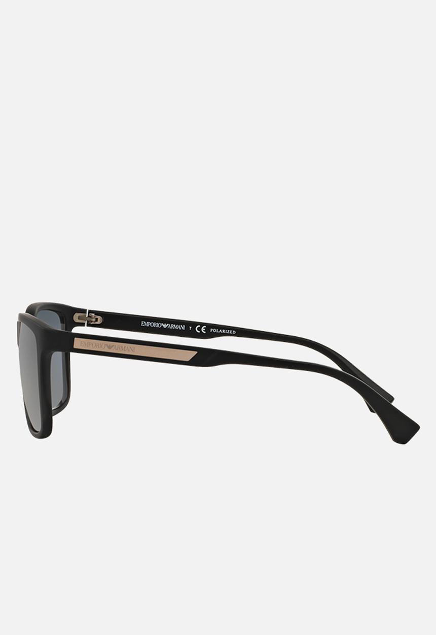 Emporio Armani - Polar grey lens with black rubber wayfarer sunglasses 56mm - black