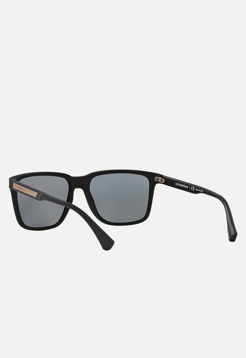 Emporio Armani - Polar grey lens with black rubber wayfarer sunglasses 56mm - black