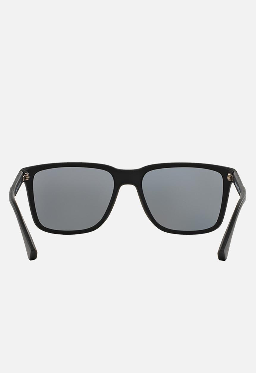 Emporio Armani - Polar grey lens with black rubber wayfarer sunglasses 56mm - black