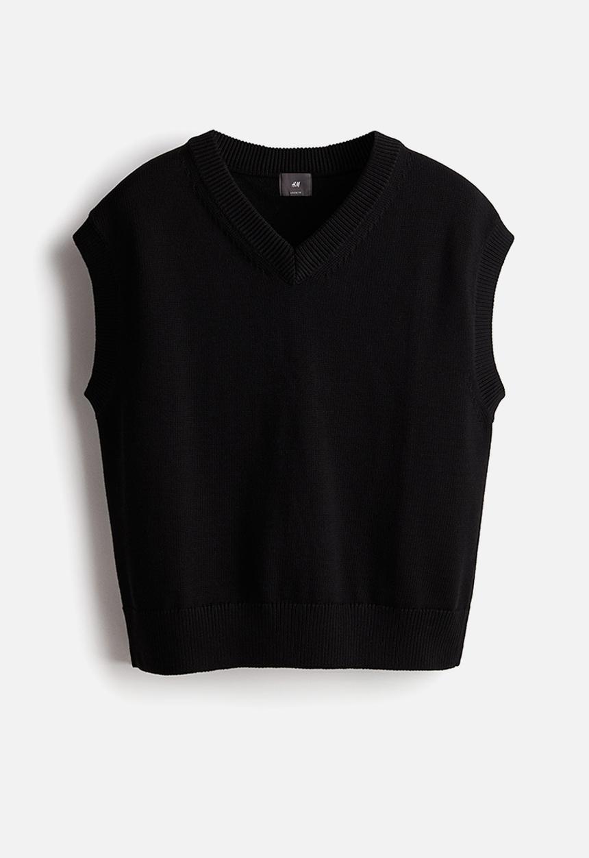 H&M - Loose fit v-neck sweater vest - black