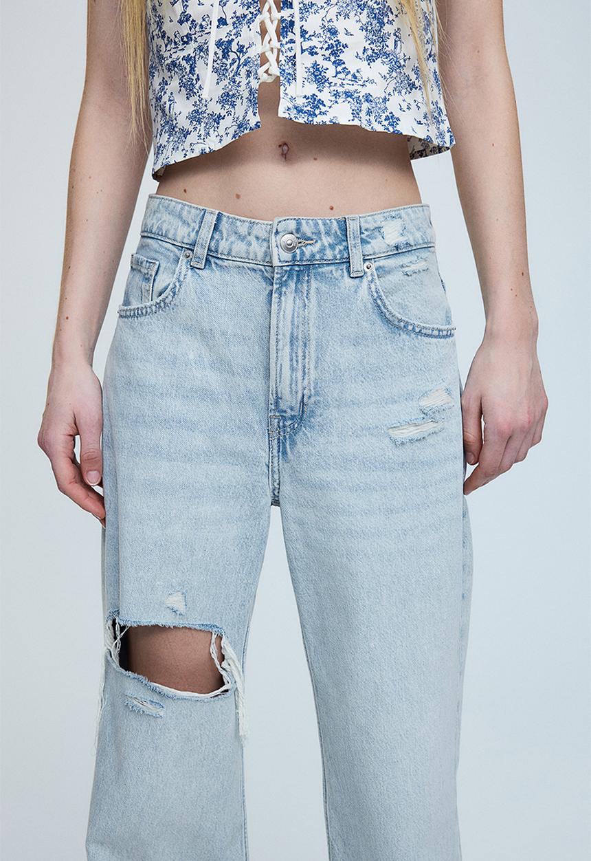 H&M - Wide high jeans - pale denim blue
