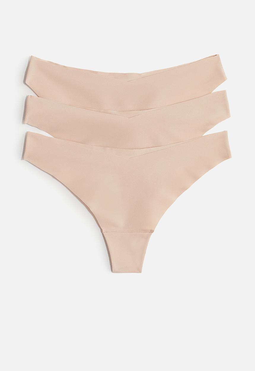 H&M - 3 Pack invisible thong briefs - beige