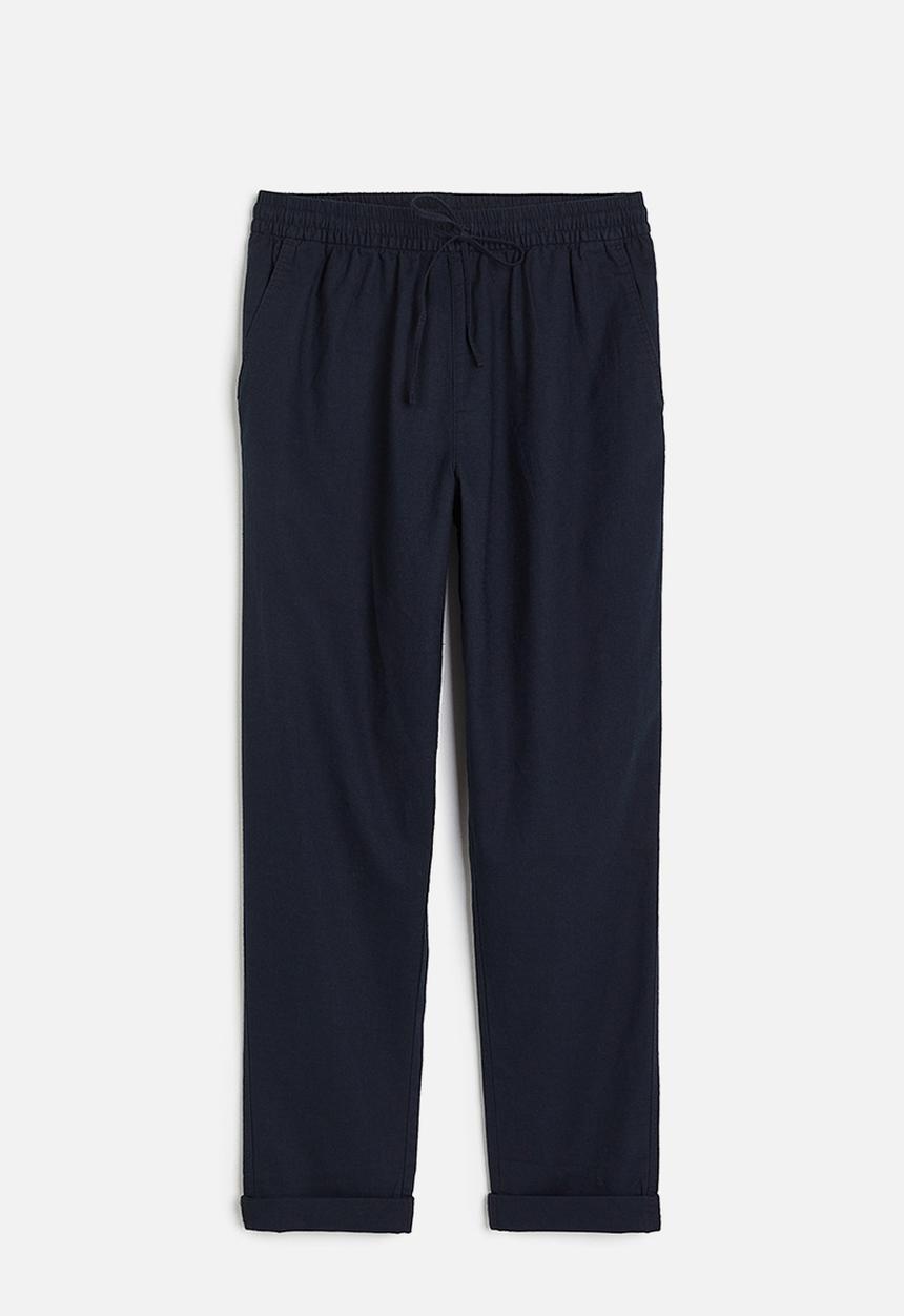 H&M - Linen-blend joggers - navy blue