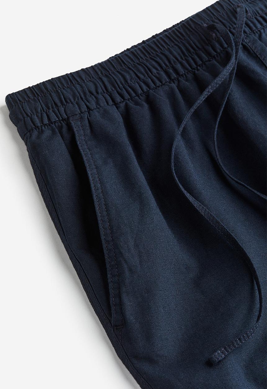 H&M - Linen-blend joggers - navy blue