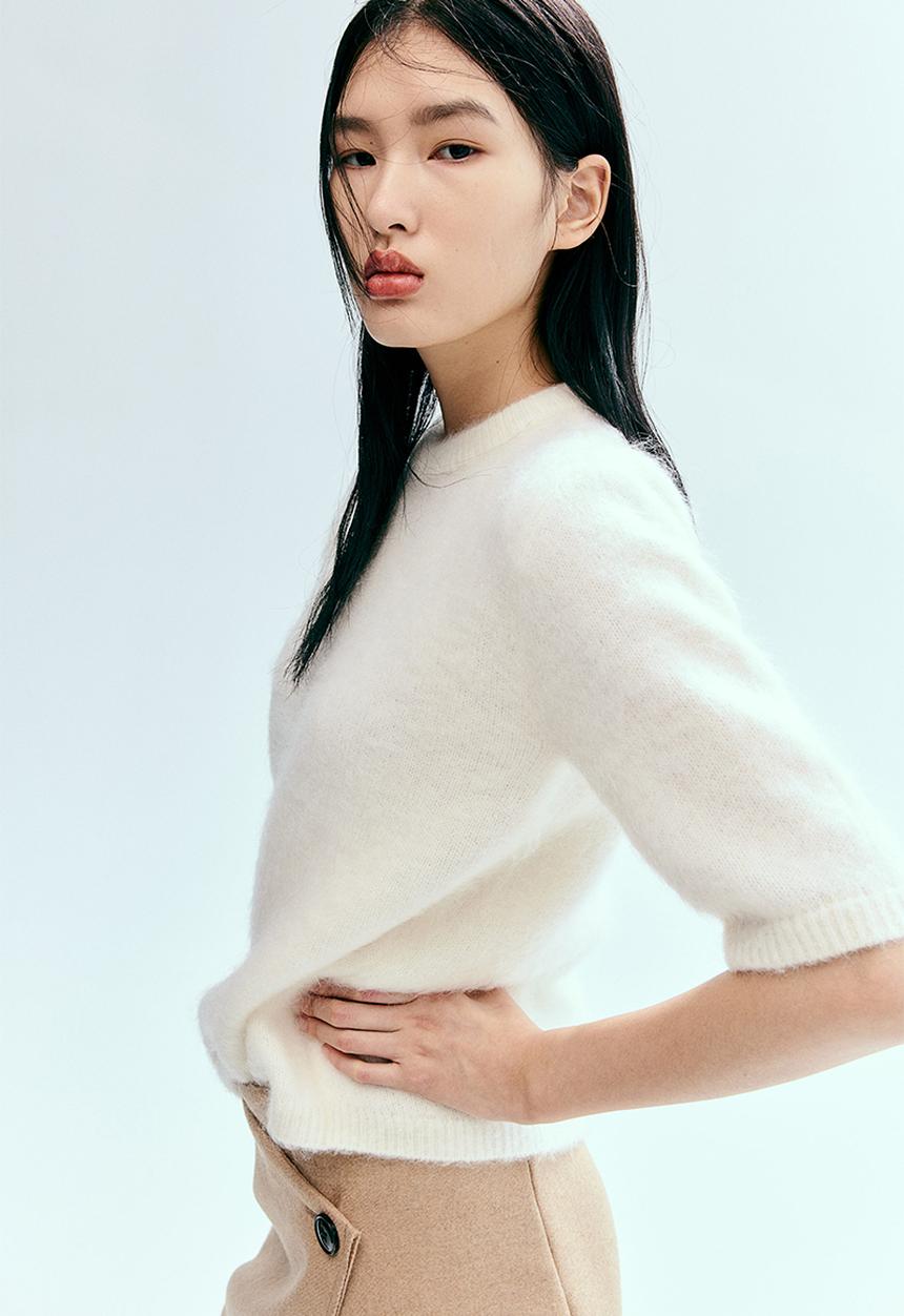 H&M - Mohair-blend knitted top - cream