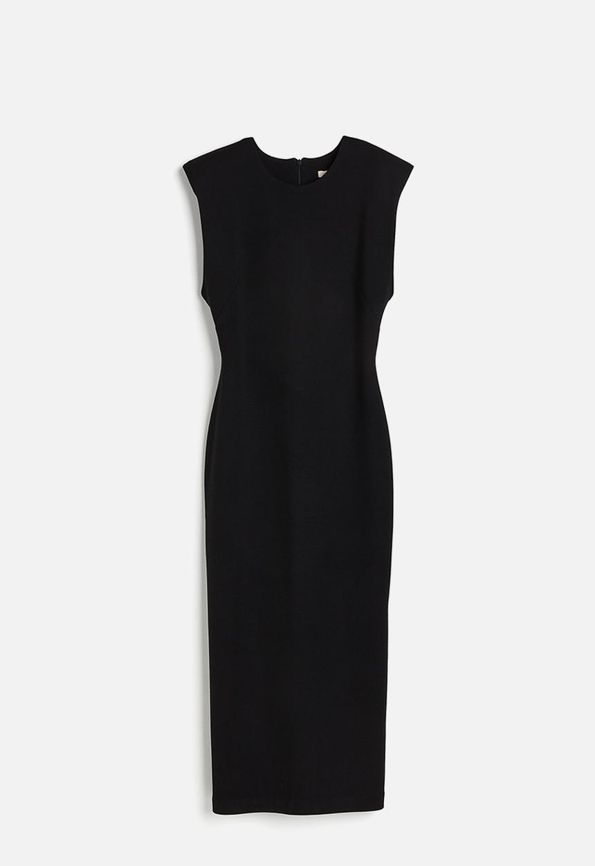 H&M - Shoulder-pad midi dress - black