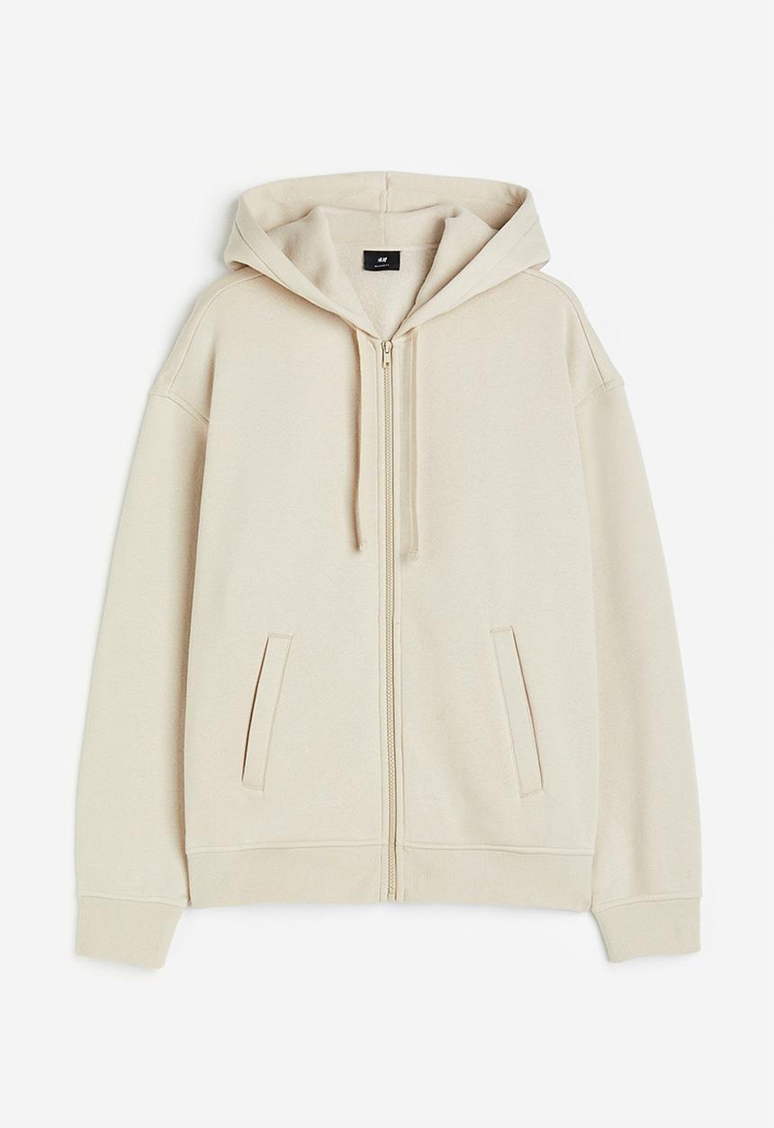 H&M - Loose fit zip-through hoodie - light beige 