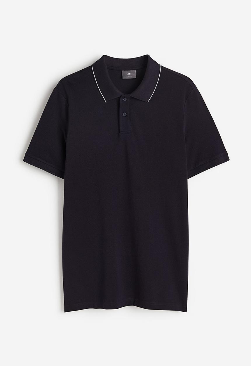 H&M - Slim fit cotton polo shirt - dark blue